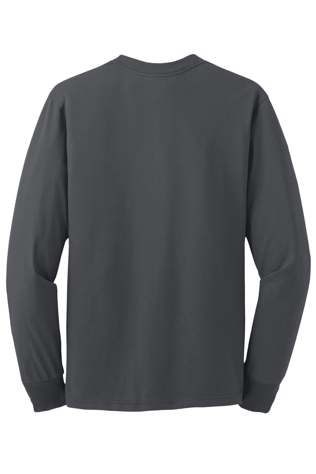 Rear View of Charcoal Grey Jerzees - Dri-Power 50/50 Cotton/Poly Long Sleeve T-Shirt. 29LS