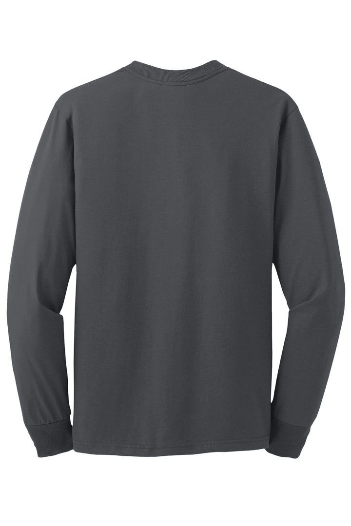 Rear View of Charcoal Grey Jerzees - Dri-Power 50/50 Cotton/Poly Long Sleeve T-Shirt. 29LS