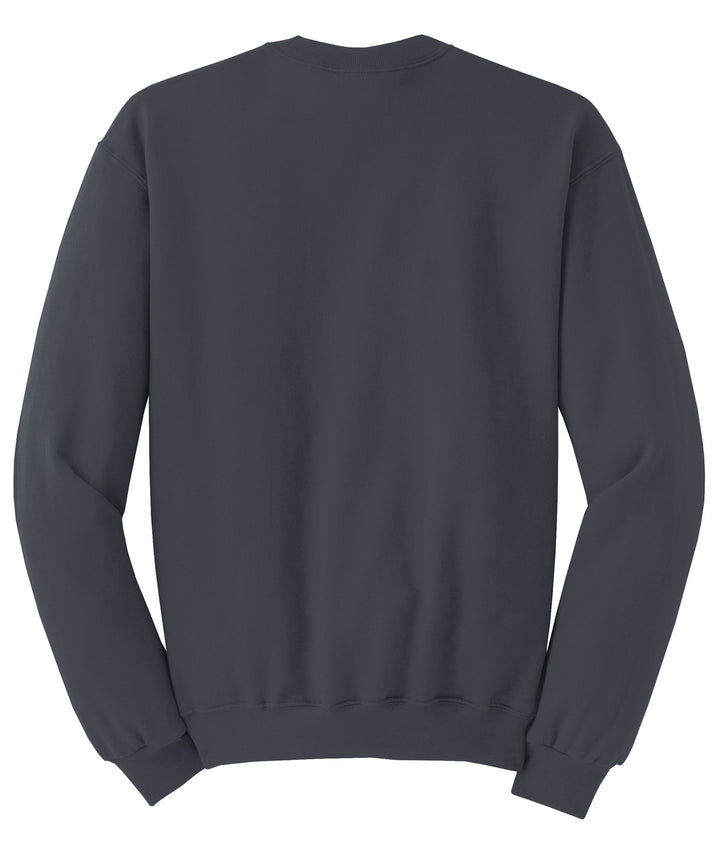 Rear View of Charcoal Grey Jerzees - NuBlend Crewneck Sweatshirt. 562M