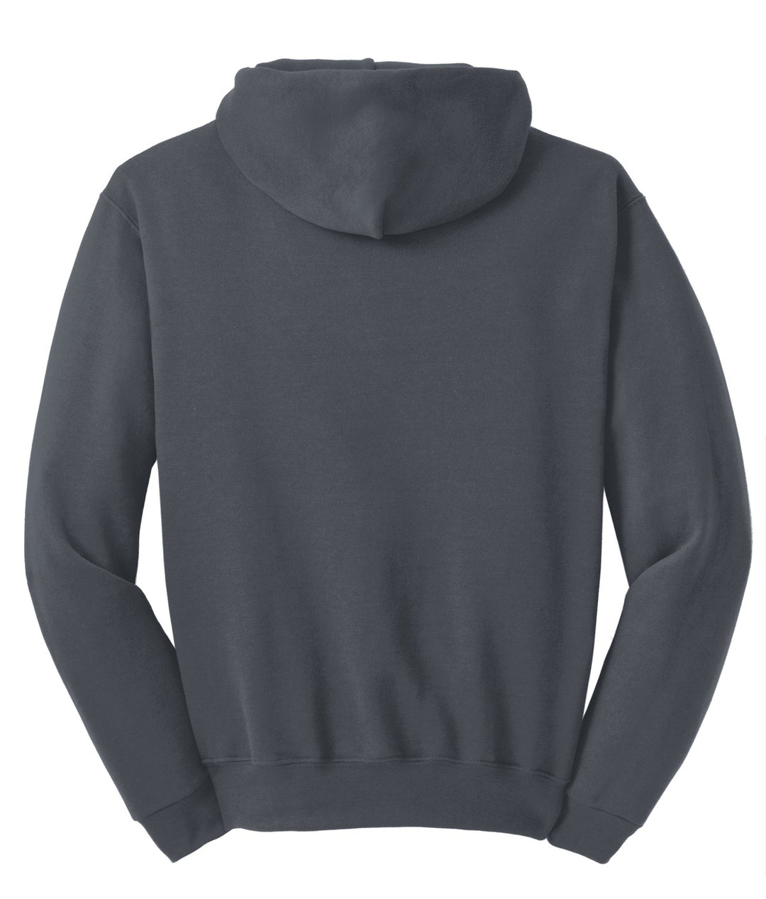 Rear View of Charcoal Grey Jerzees NuBlend Pullover Hooded Sweatshirt. 996M