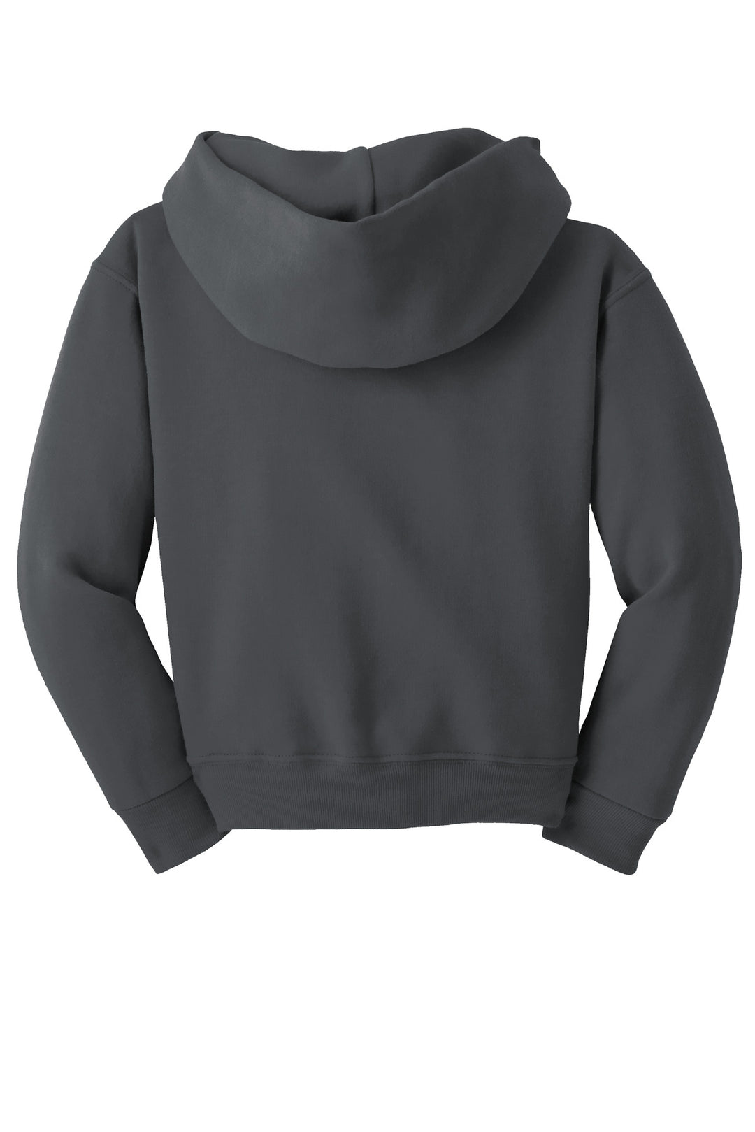 Rear View of Charcoal Grey Jerzees - Youth NuBlend Pullover Hooded Sweatshirt. 996Y
