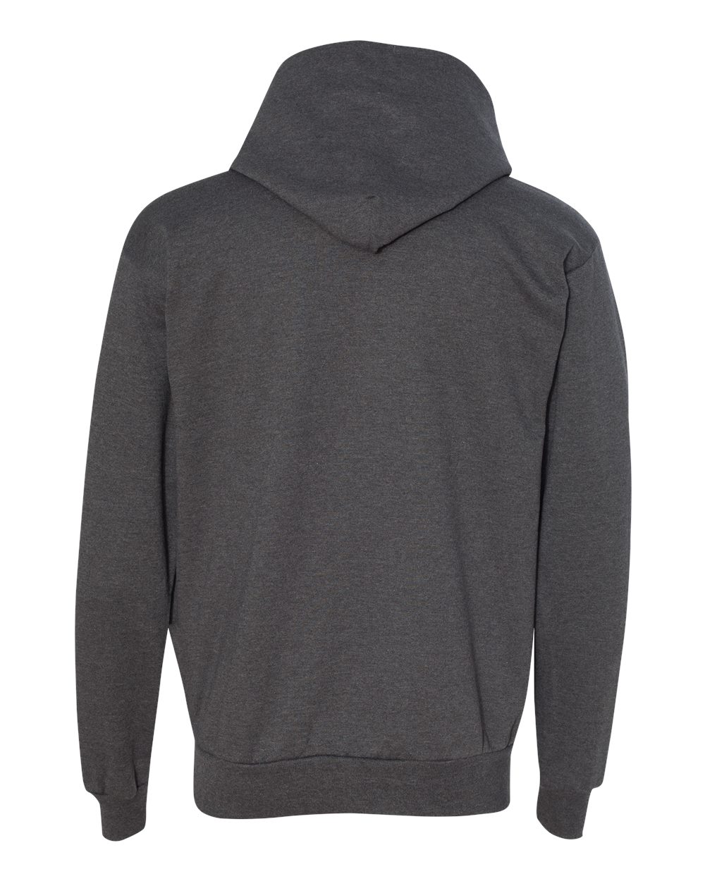 Rear View of Charcoal Heather Ecosmart® Hooded Sweatshirt - P170