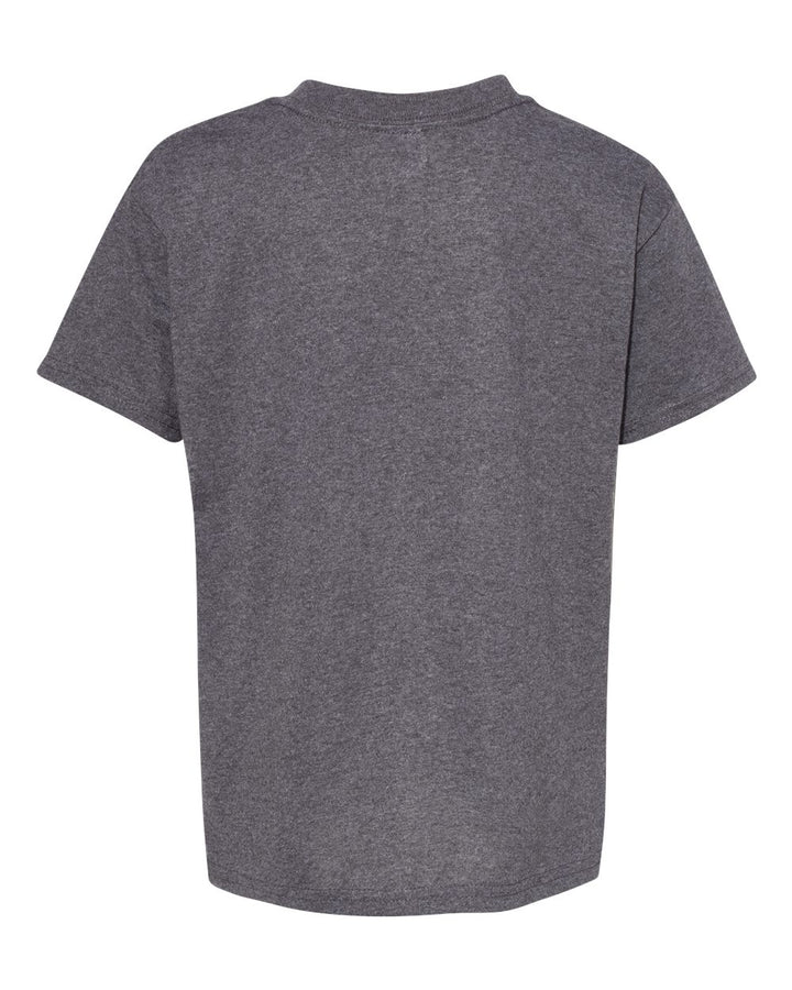 Rear View of Charcoal Heather Essential-T Youth T-Shirt - 5480