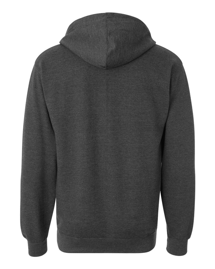 Rear View of Charcoal Heather Midweight Hooded Sweatshirt - SS4500