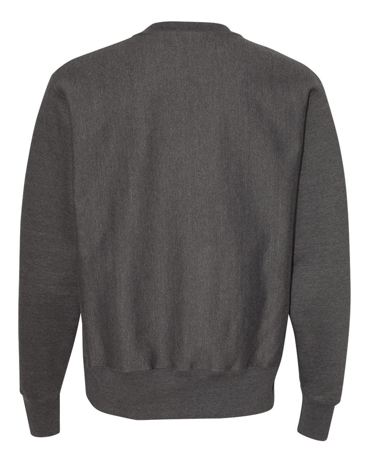 Rear View of Charcoal Heather Reverse Weave® Crewneck Sweatshirt - S149