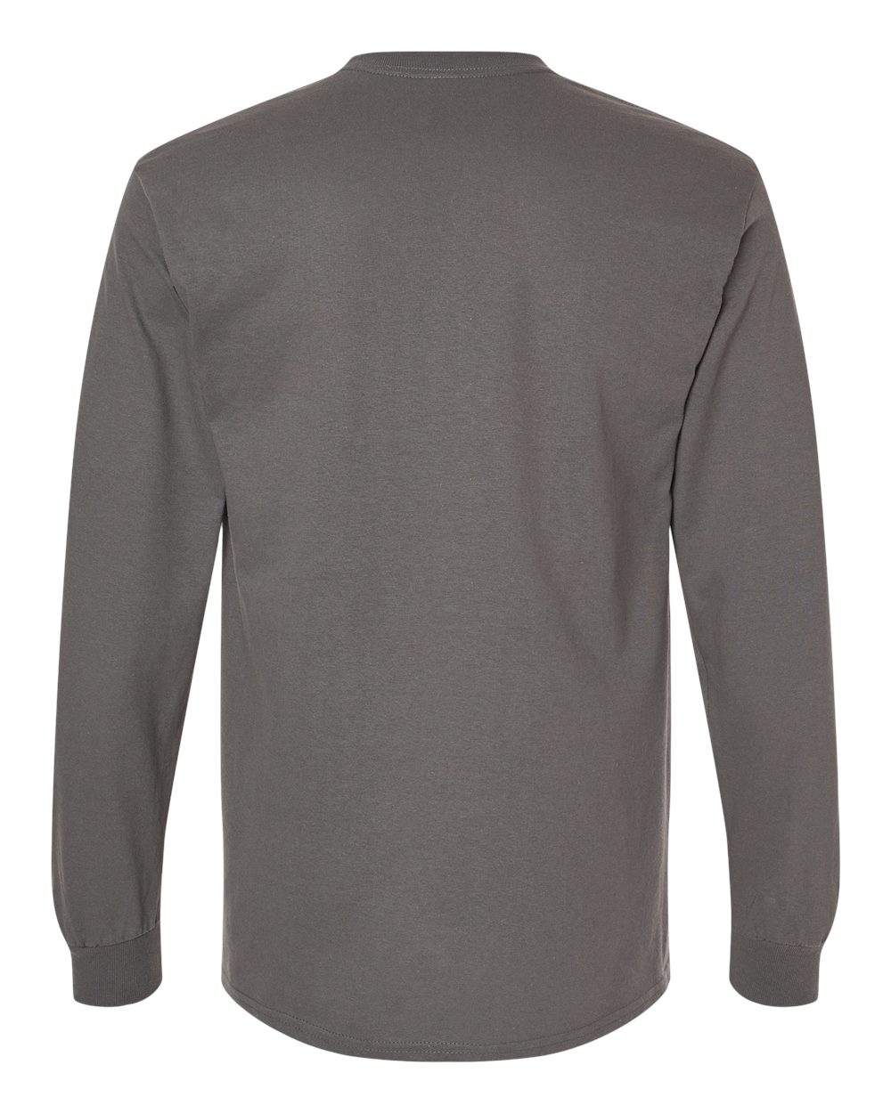 Rear View of Charcoal Heavy Cotton™ Long Sleeve T-Shirt - 5400