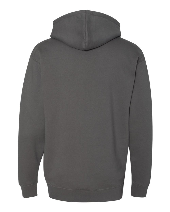 Rear View of Charcoal Heavyweight Hooded Sweatshirt - IND4000