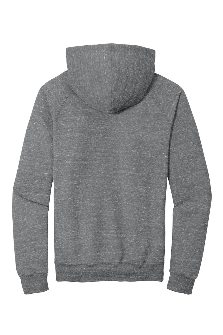 Rear View of Charcoal Jerzees Snow Heather French Terry Raglan Hoodie 90M
