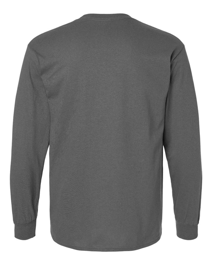Rear View of Charcoal Ultra Cotton® Long Sleeve T-Shirt - 2400