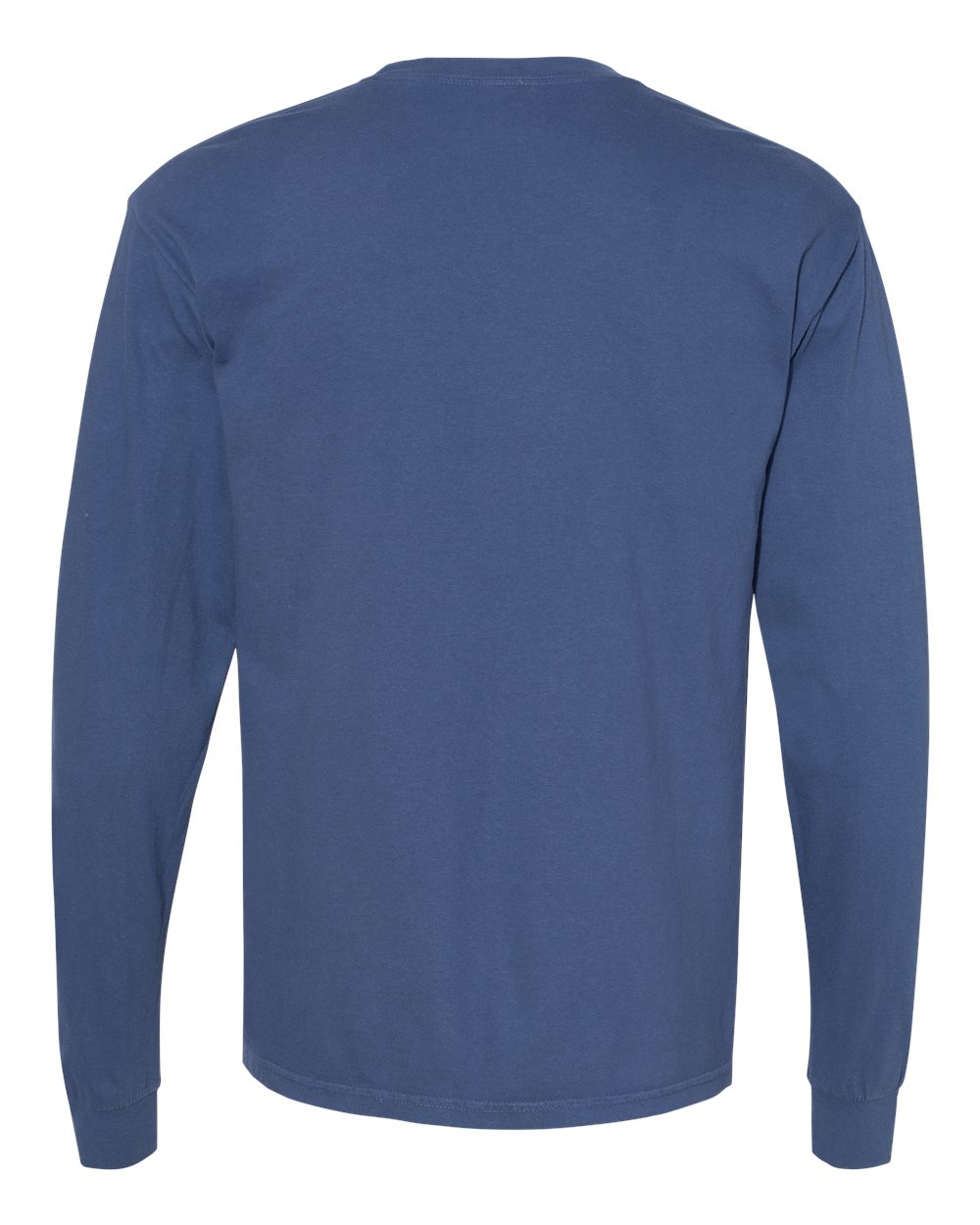 Rear View of China Blue Garment-Dyed Heavyweight Long Sleeve T-Shirt - 6014