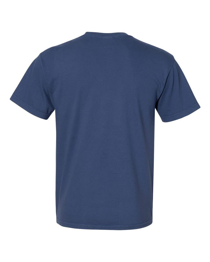 Rear View of China Blue Garment-Dyed Heavyweight Pocket T-Shirt - 6030