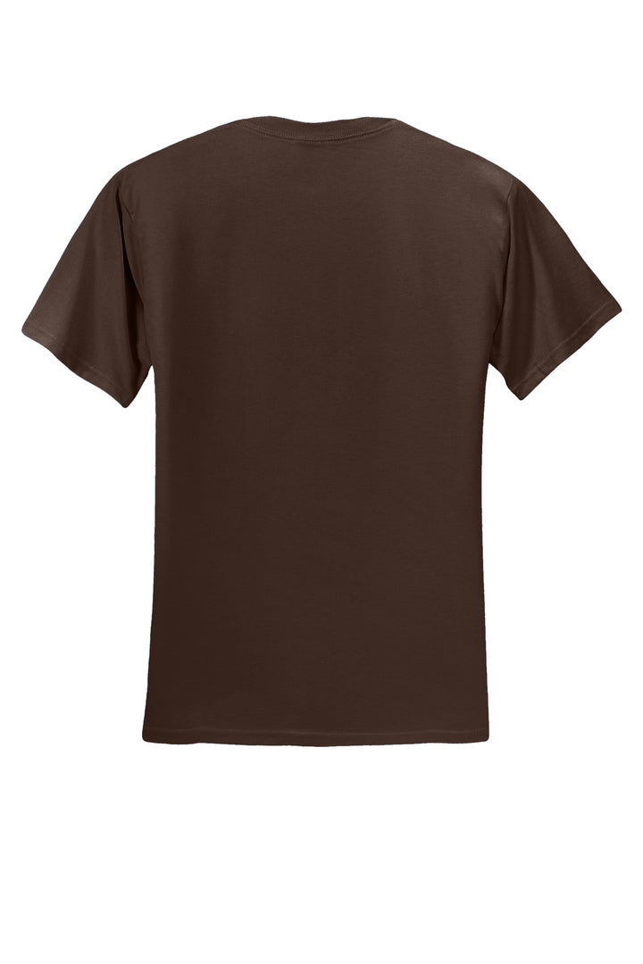 Rear View of Chocolate Jerzees - Dri-Power 50/50 Cotton/Poly T-Shirt. 29M