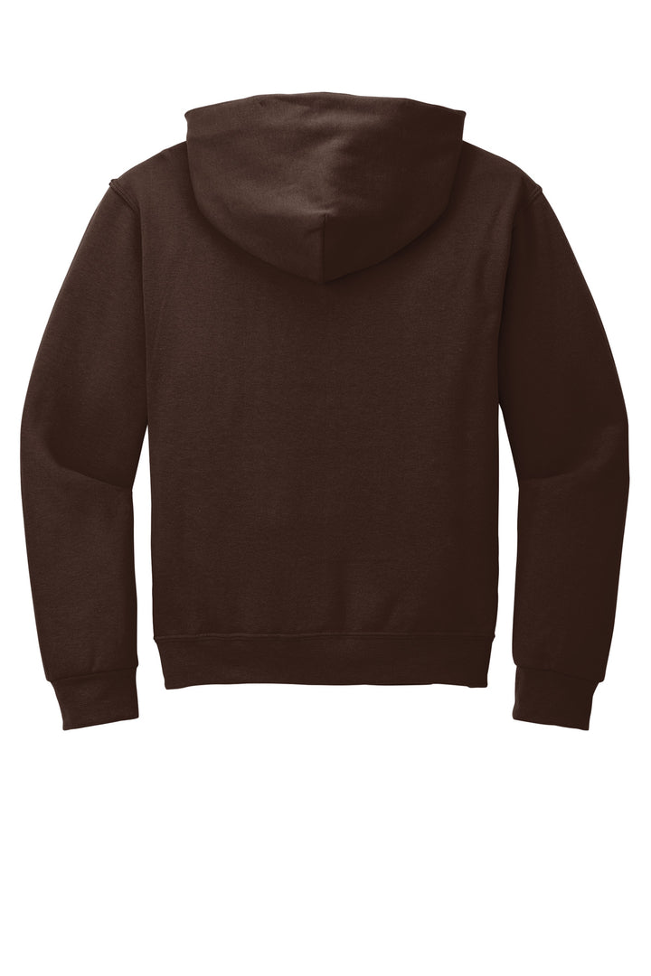 Rear View of CHOCOLATE Jerzees NuBlend Pullover Hooded Sweatshirt. 996M