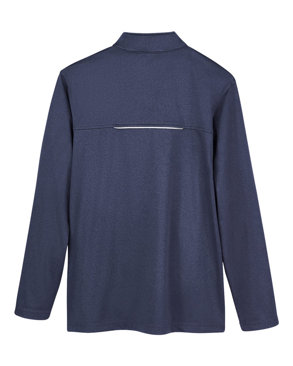 Rear View of Classic Navy Heather Men's Techno Lite Three-Layer Knit Tech-Shell - CE708