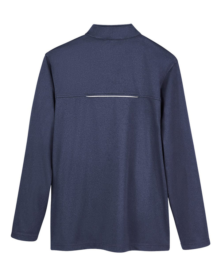 Rear View of Classic Navy Heather Men's Techno Lite Three-Layer Knit Tech-Shell - CE708