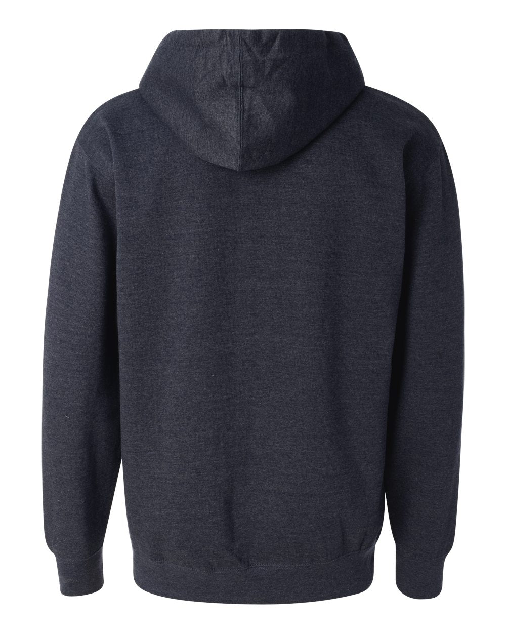 Rear View of Classic Navy Heather Midweight Hooded Sweatshirt - SS4500