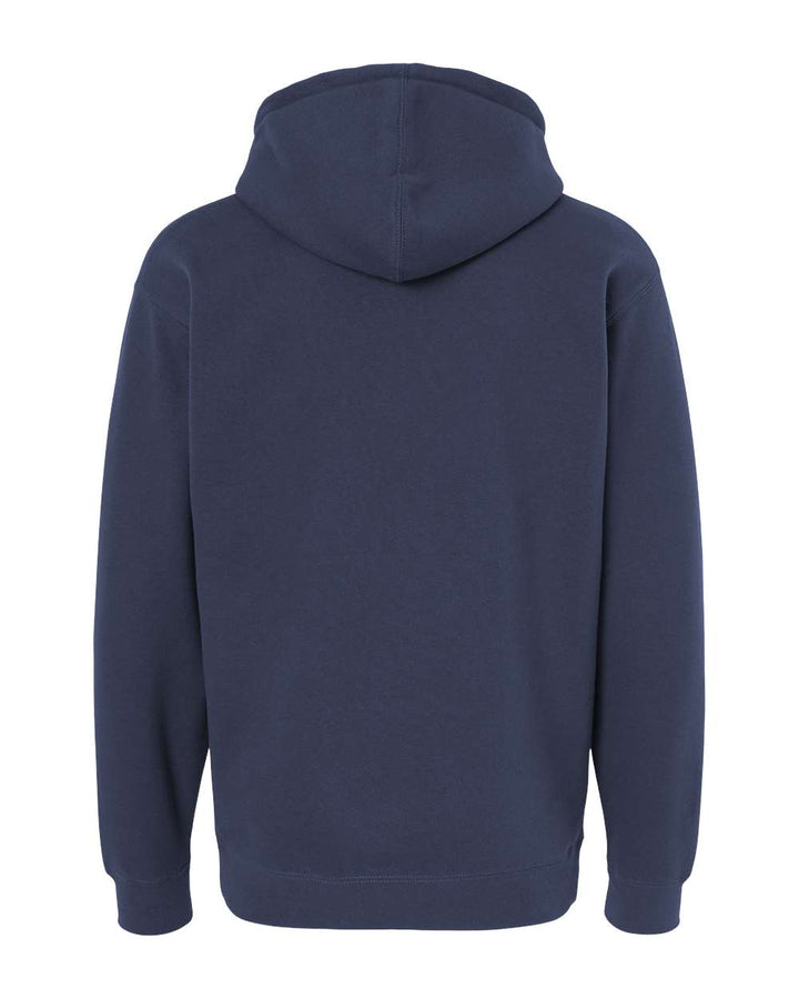 Rear View of Classic Navy Heavyweight Hooded Sweatshirt - IND4000