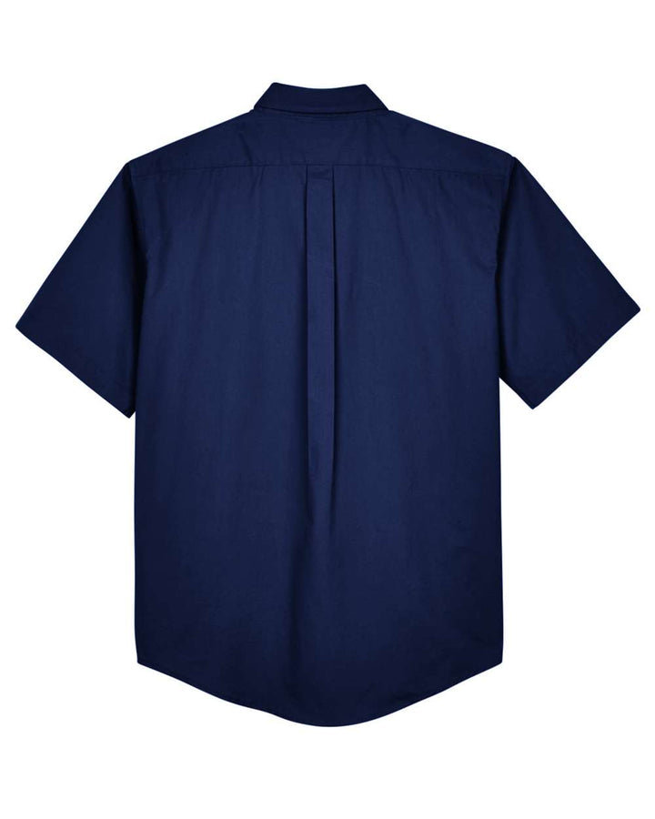 Rear View of Classic Navy Men's Optimum Short Sleeve Twill Dress Shirt - 88194