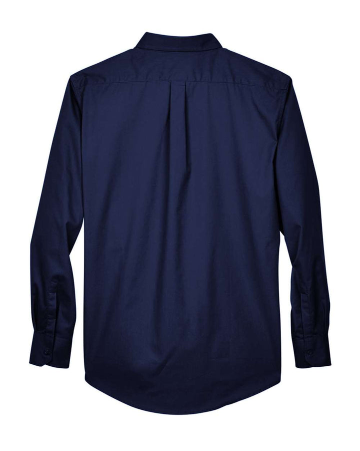 Rear View of Classic Navy Men's Tall Operate Long Sleeve Twill Dress Shirt - 88193T