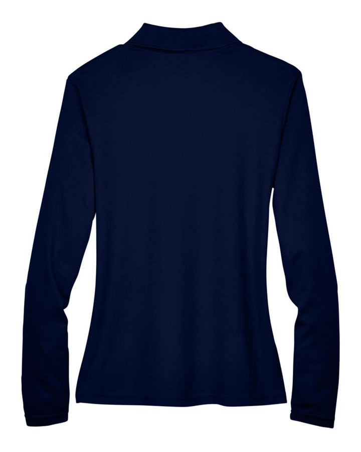 Rear View of Classic Navy Women's Pinnacle Performance Long Sleeve Piqué Polo - 78192