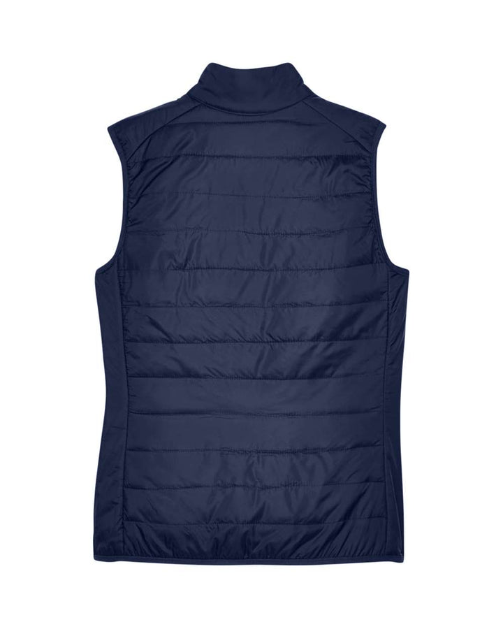 Rear View of Classic Navy Women's Prevail Packable Puffer Vest - CE702W
