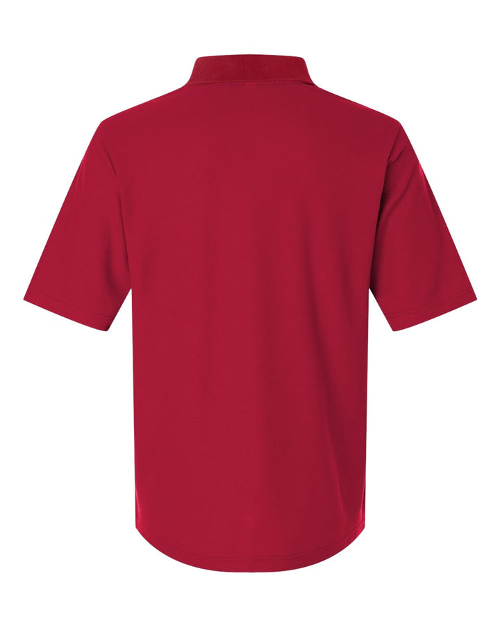 Rear View of Classic Red Men's Resolve CVC Performance Pique Polo - CE106