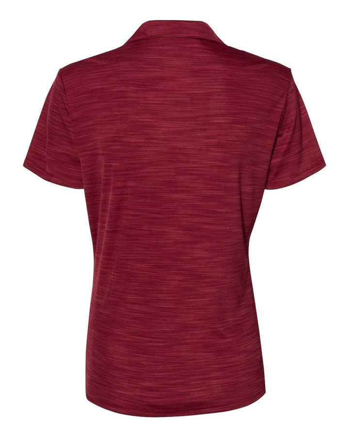 Rear View of Collegiate Burgundy Melange Women's Mélange Polo - A403