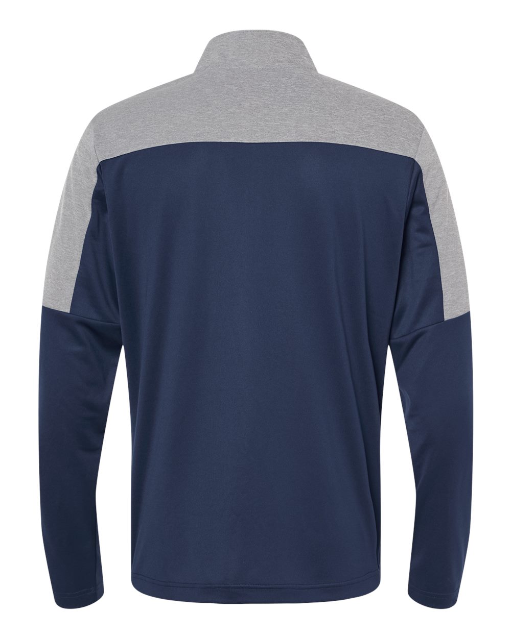 Rear View of Collegiate Navy/ Grey Three Melange Lightweight Quarter-Zip Pullover - A552