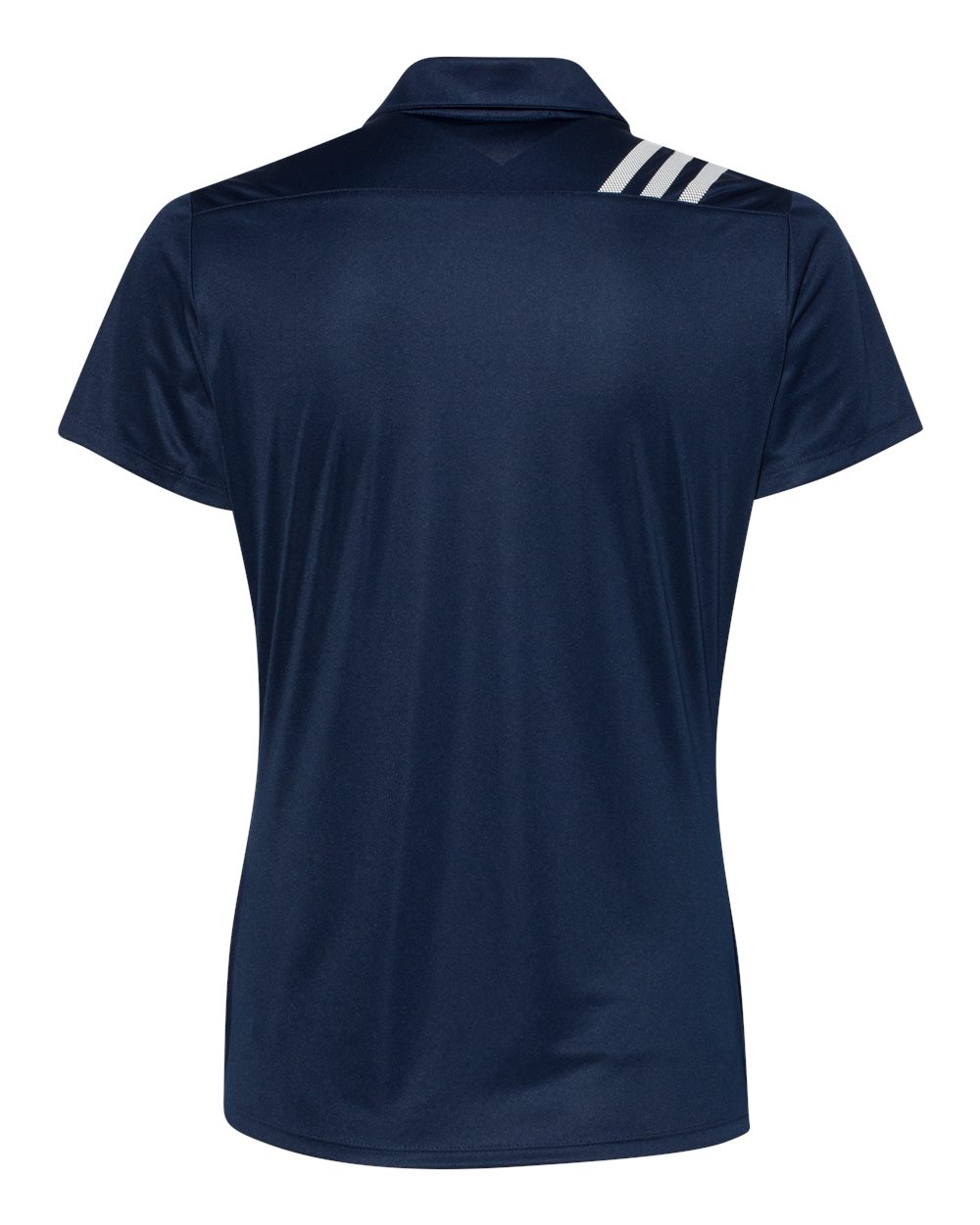 Rear View of Collegiate Navy/ White Women's 3-Stripes Shoulder Polo - A325