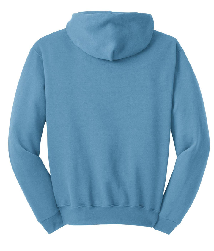 Rear View of Columbia Blue Jerzees NuBlend Pullover Hooded Sweatshirt. 996M