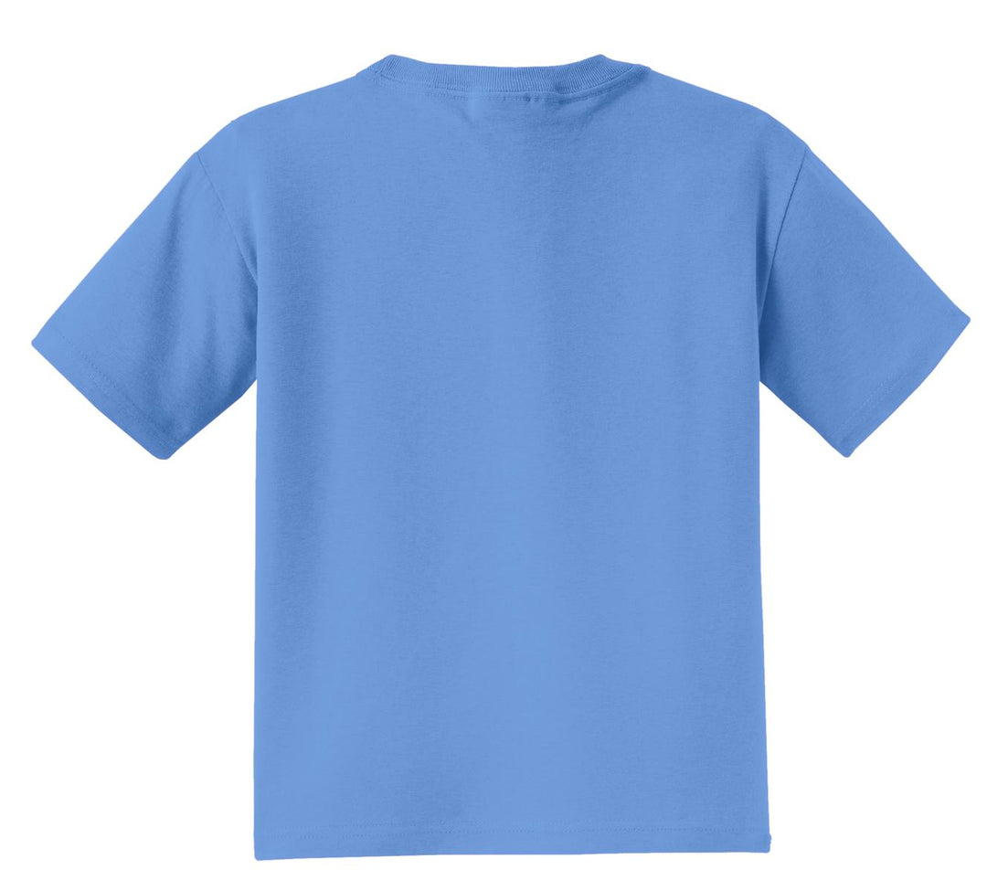 Rear View of Columbia Blue Jerzees - Youth Dri-Power 50/50 Cotton/Poly T-Shirt. 29B