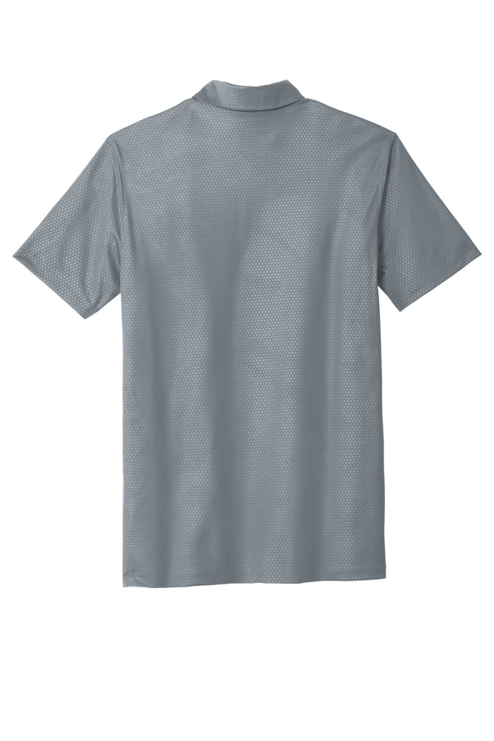 Rear View of Cool Grey Nike Dri-FIT Embossed Tri-Blade Polo. 838964