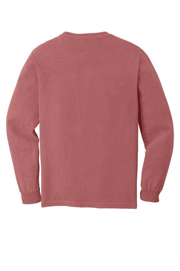 Rear View of Crimson COMFORT COLORS Heavyweight Ring Spun Long Sleeve Tee. 6014