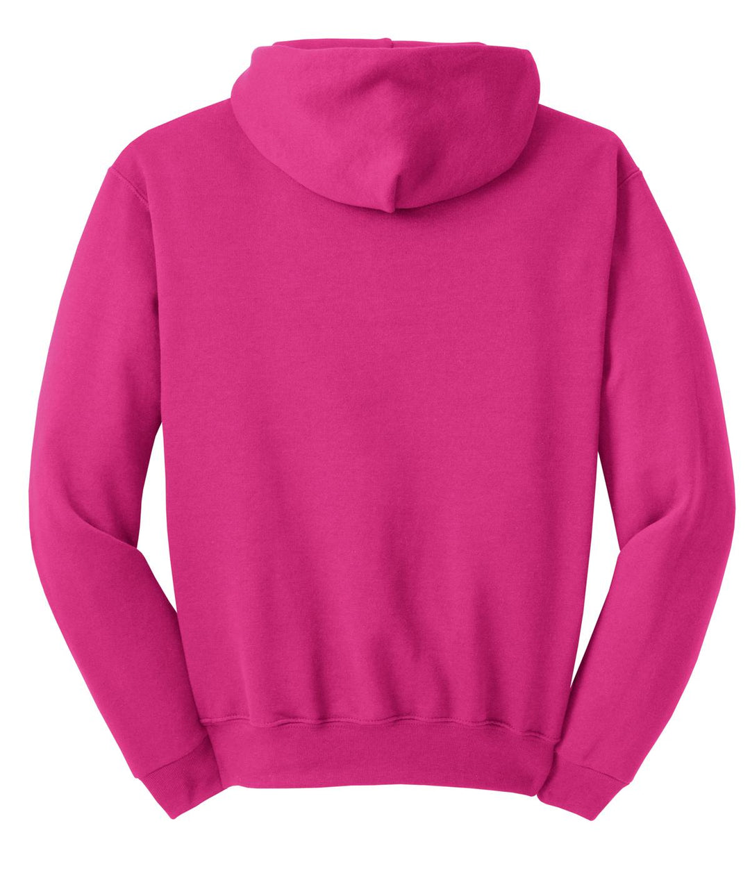 Rear View of Cyber Pink Jerzees NuBlend Pullover Hooded Sweatshirt. 996M
