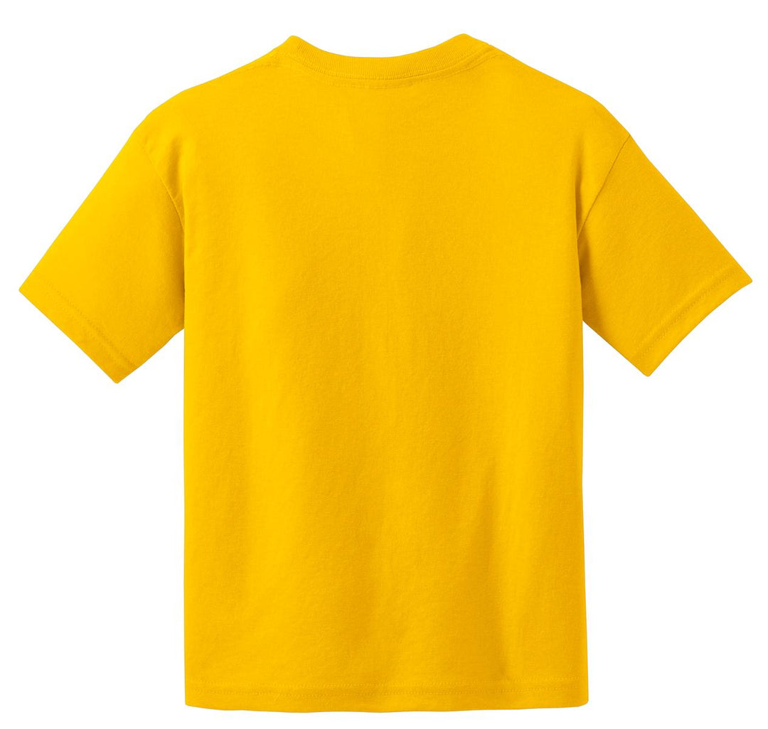 Rear View of Daisy Gildan Youth DryBlend 50 Cotton/50 Poly T-Shirt. 8000B