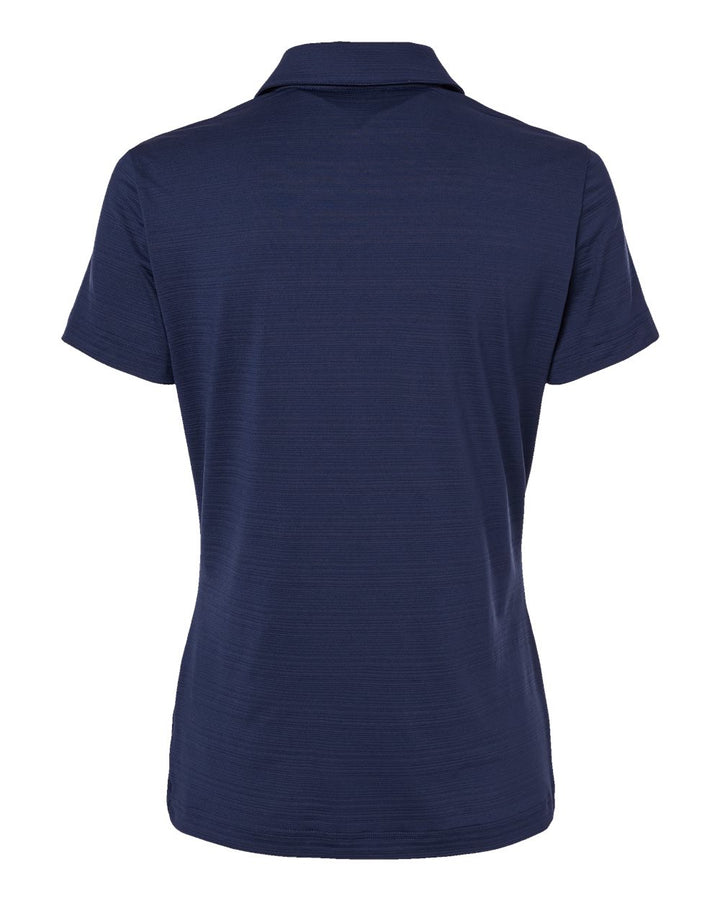 Rear View of Dark Blue Women's Textured Stripe Polo - A707