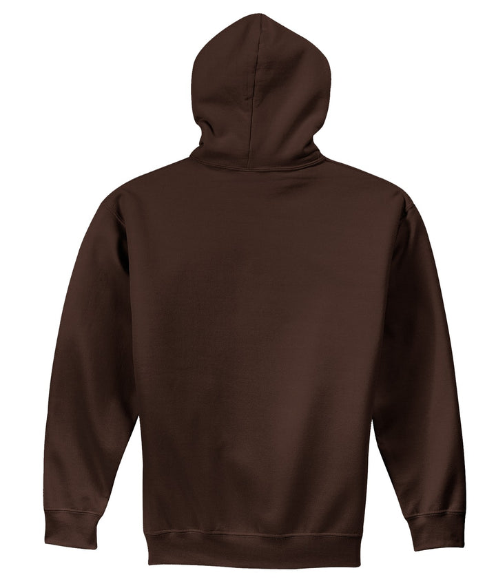 Rear View of Dark Chocolate Gildan - Heavy Blend Hooded Sweatshirt. 18500
