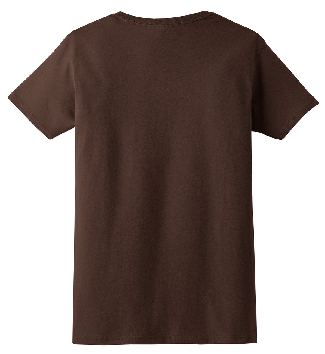 Rear View of Dark Chocolate Gildan Women's Ultra Cotton 100% US Cotton T-Shirt. 2000L