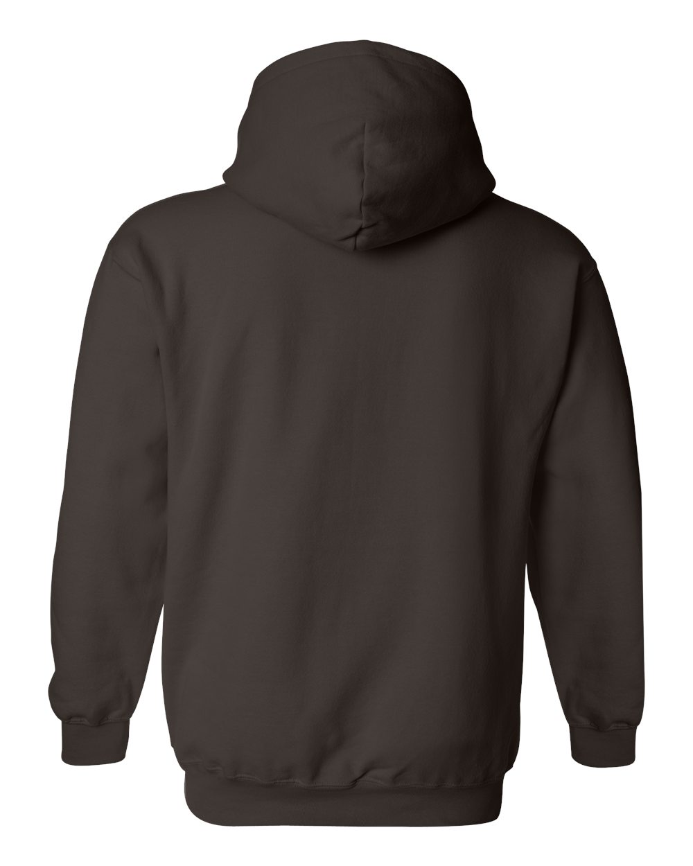 Rear View of Dark Chocolate Heavy Blend™ Hooded Sweatshirt - 18500