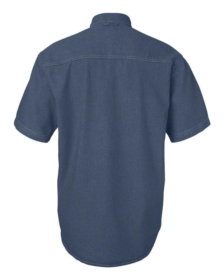 Rear View of Dark Denim Denim Short Sleeve Shirt - 0211