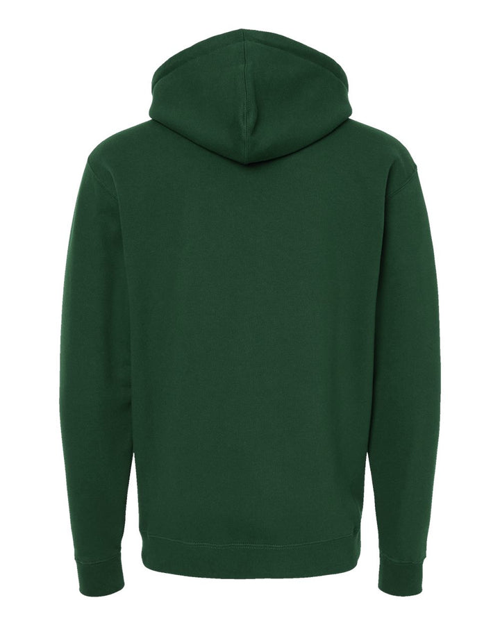 Rear View of Dark Green Heavyweight Hooded Sweatshirt - IND4000