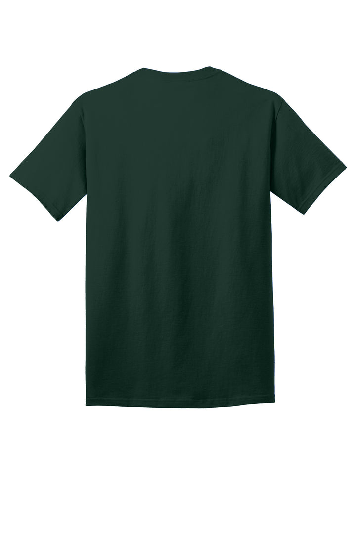 Rear View of Dark Green Port & Company - Core Cotton Tee. PC54