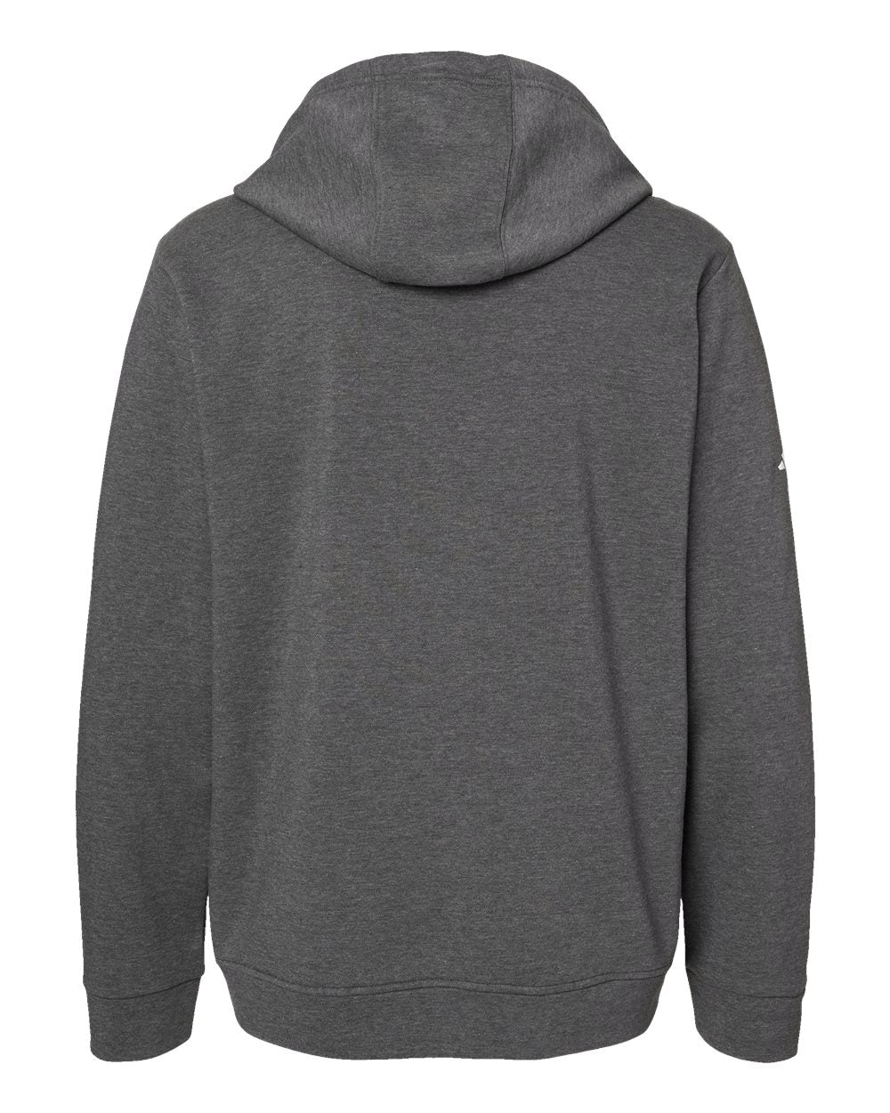 Rear View of Dark Grey Heather Fleece Hooded Sweatshirt - A432