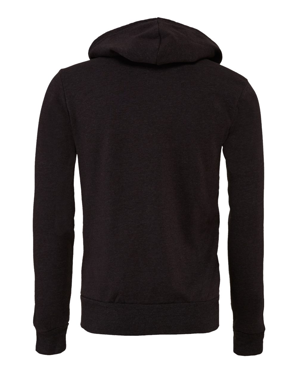 Rear View of Dark Grey Heather Sponge Fleece Full-Zip Hoodie - 3739
