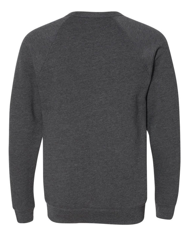 Rear View of Dark Grey Heather Sponge Fleece Raglan Crewneck Sweatshirt - 3901