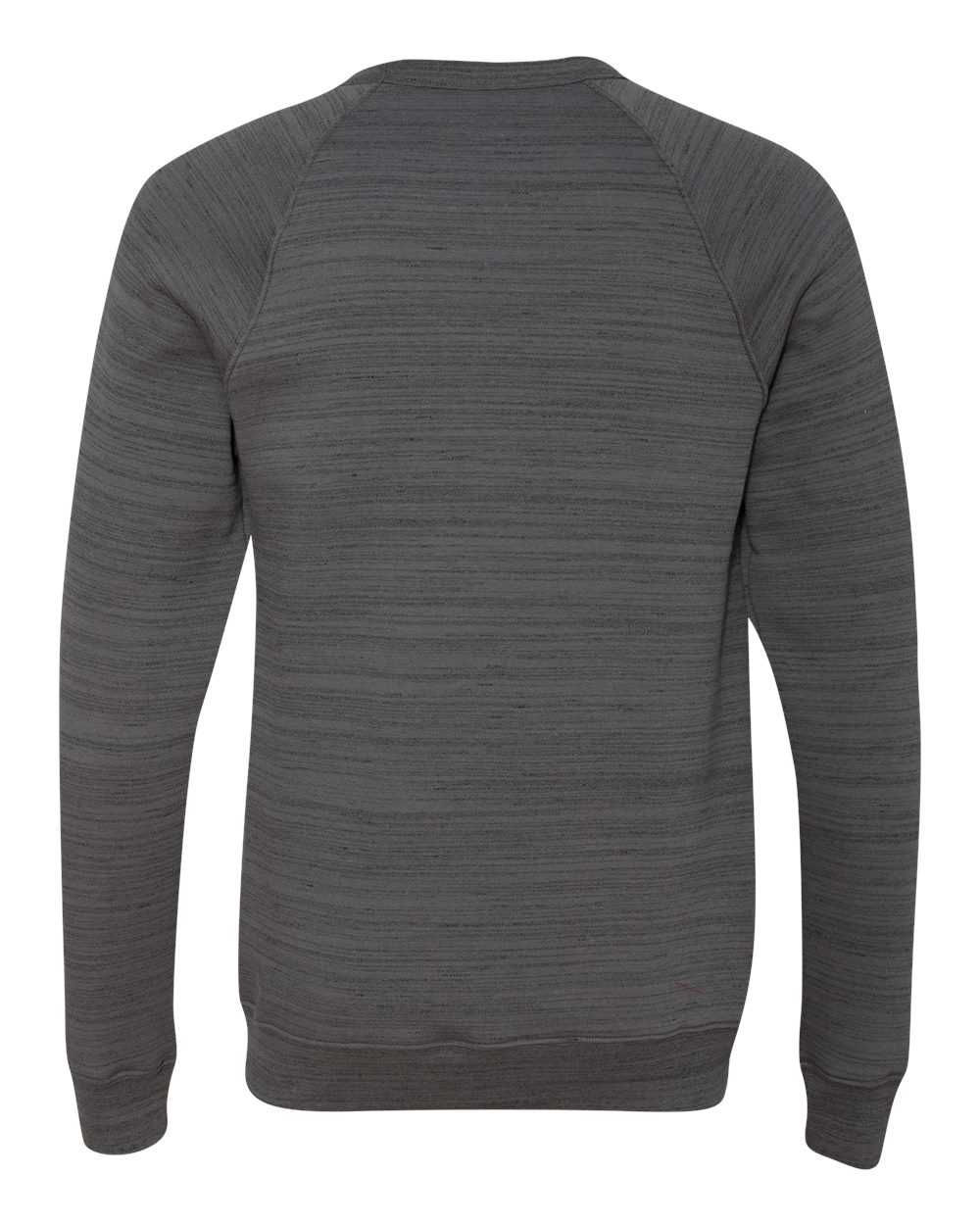 Rear View of Dark Grey Marble Sponge Fleece Raglan Crewneck Sweatshirt - 3901