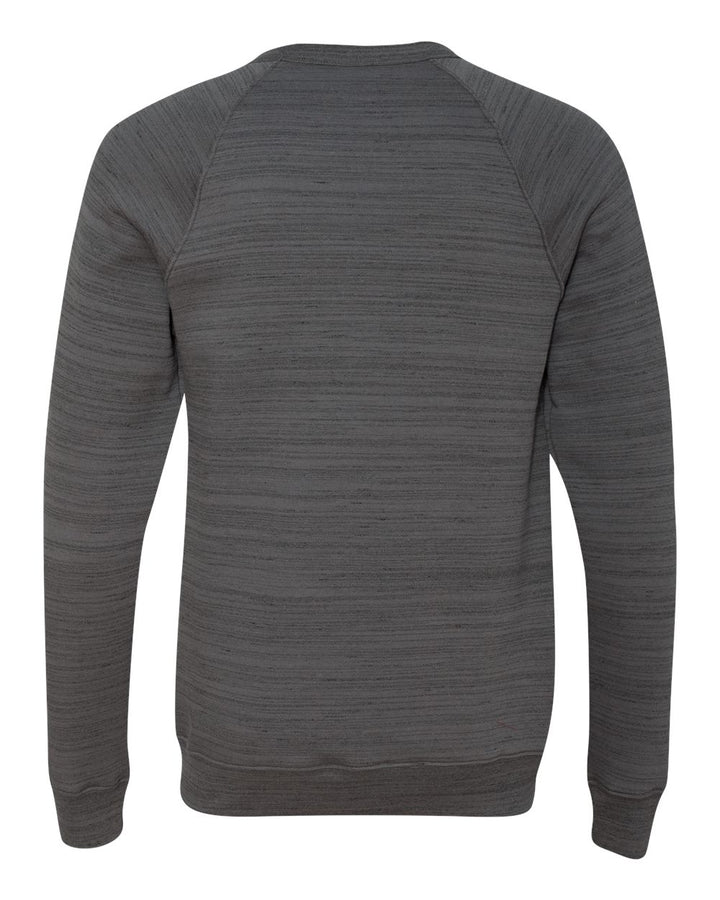 Rear View of Dark Grey Marble Sponge Fleece Raglan Crewneck Sweatshirt - 3901