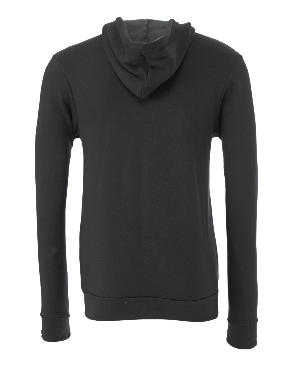 Rear View of Dark Grey Sponge Fleece Full-Zip Hoodie - 3739