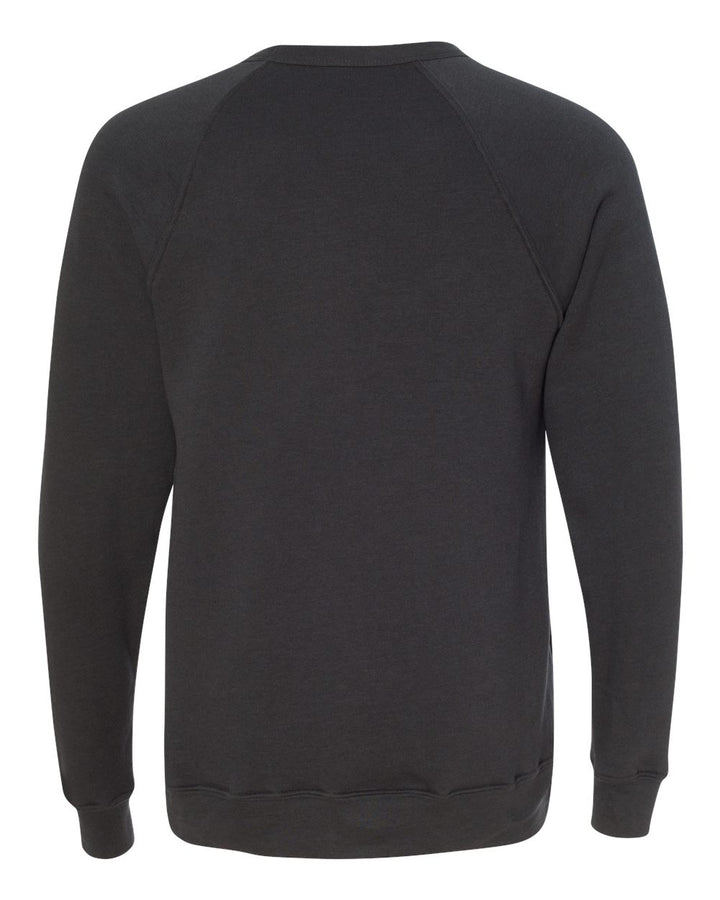 Rear View of Dark Grey Sponge Fleece Raglan Crewneck Sweatshirt - 3901