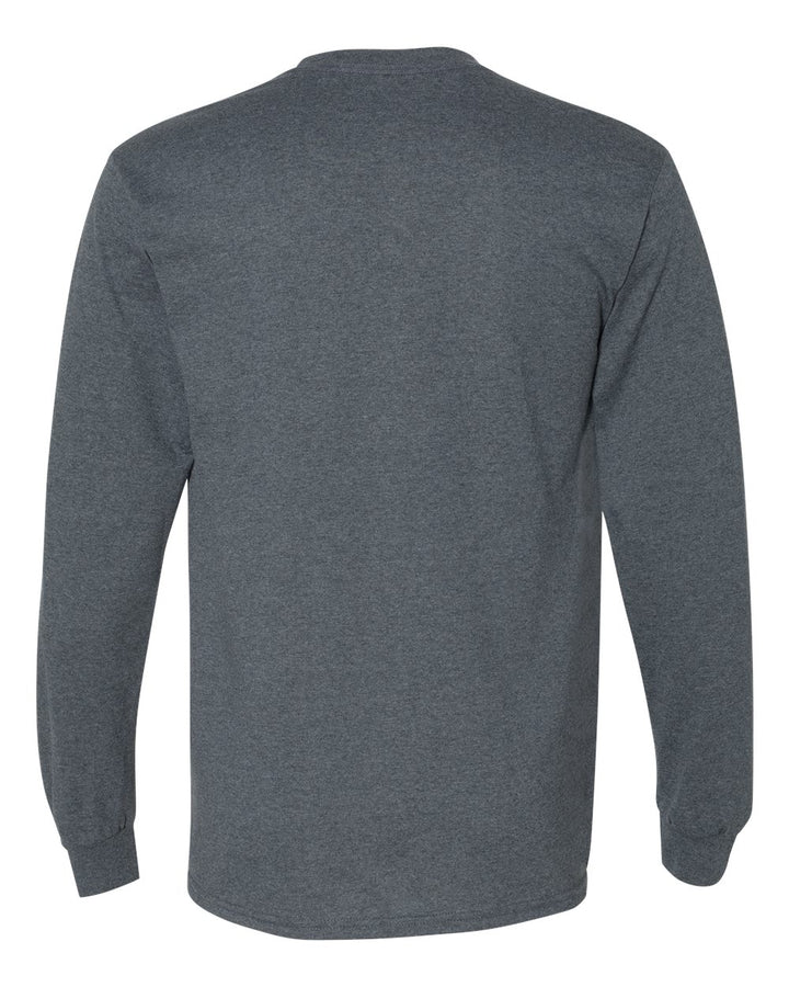 Rear View of Dark Heather DryBlend® 50/50 Long Sleeve T-Shirt - 8400